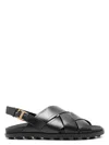 Tod's Women's Leather Sandals In B999 Noir