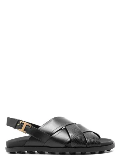 Tod's Women's Leather Sandals In B999 Noir