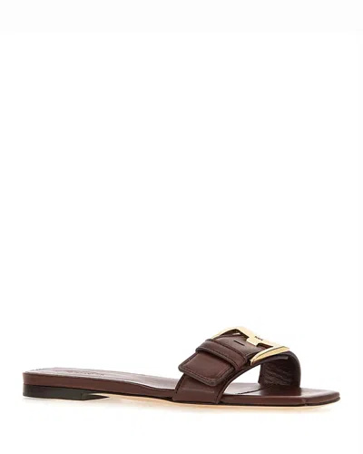 Tod's Women's Leather Slide Sandals In Brown