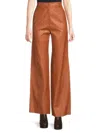 Tod's Women's Leather Wide-leg Pants In Orange