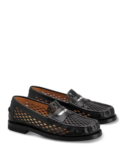 Tod's Hand-stitched Perforated Calfskin Loafers With Rubber Sole In Black