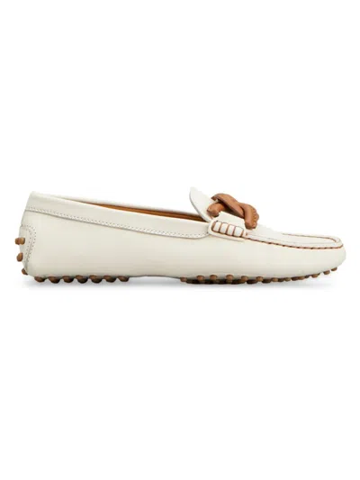 Tod's Women's Logo-accented Leather Driving Loafers In Mousse Camel