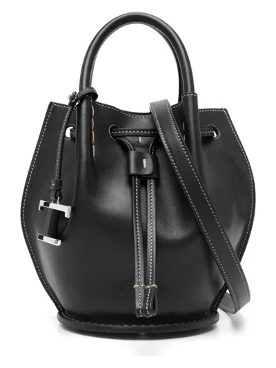 TOD'S WOMEN'S LOGO-CHARM LEATHER MINI BUCKET BAG