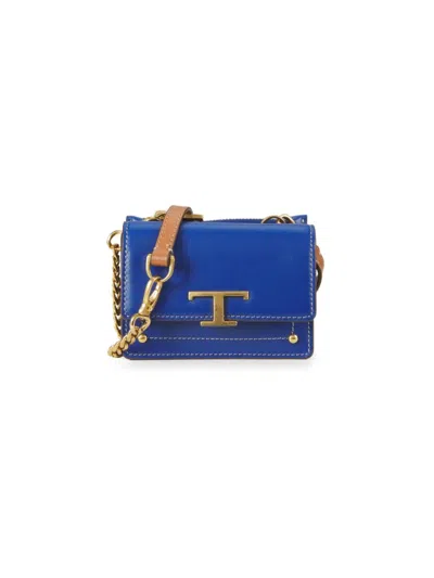 Tod's Women's Logo Leather Shoulder Bag In Blue