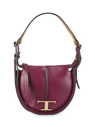 Tod's Women's Logo Leather Shoulder Bag In Purple