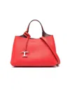 Tod's Logo-pendant Leather Tote Bag In Red