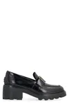 Tod's Shiny Leather Logo Buckle Chunky Loafers In Black