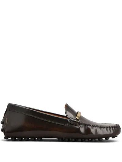 Tod's Women's Logo Plaque Leather Loafers In Brown