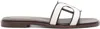 Tod's Logo Strap Slide Sandals In White