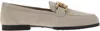 Tod's Suede Moccasins With Vintage Gold Chain Accessory In Grey