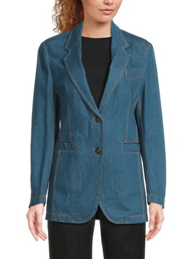 Tod's Women's Notch Lapel Cotton Denim Jacket In Blue