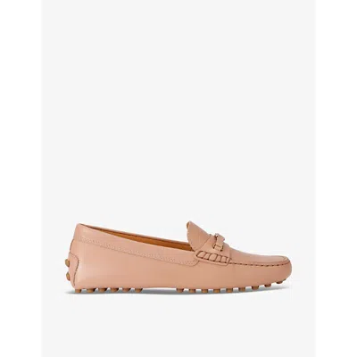 Tod's Womens Tods Gommino Studded-sole Leather Loafers In Beige