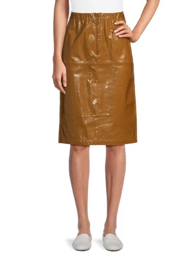 Tod's Women's Patent Leather Skirt In Dark Khaki