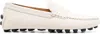 Tod's New Gommini Loafers In Hammered Leather With Sleeper In White