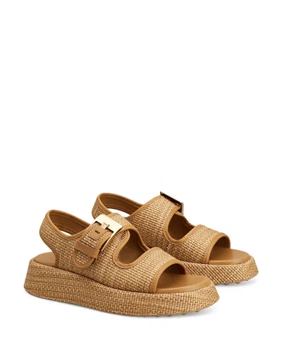 Tod's Buckle-detail Raffia Sandals In Brown