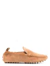 Tod's Rubber Curled Suede Loafers In Brown