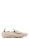 Tod's Gommino Curled Suede Loafers Shoes In Nude & Neutrals