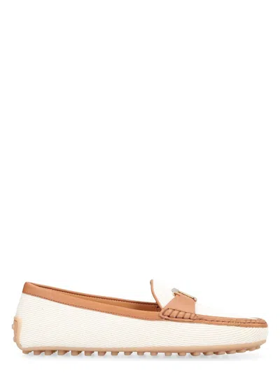 TOD'S WOMEN'S SAND FABRIC CITY LOAFERS
