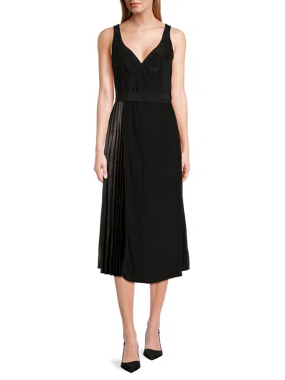 Tod's Women's Silk Leather Midaxi Dress In Black
