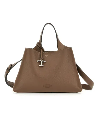 Tod's Small Leather Bag With Flat Handle In Brown