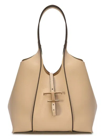 Tod's Women's Small T Timeless Shopping Bag In Nude