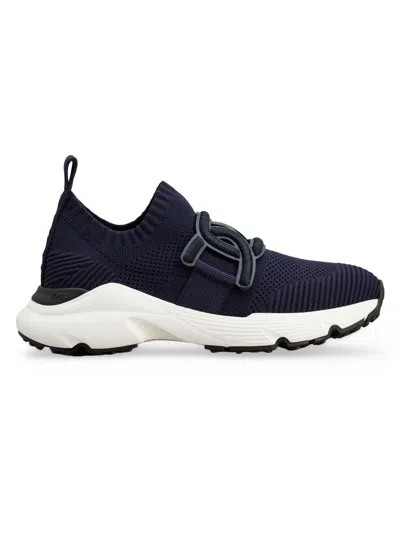Tod's Sport Run 54c Calzino Catena Pelle Sneaker In Blue
