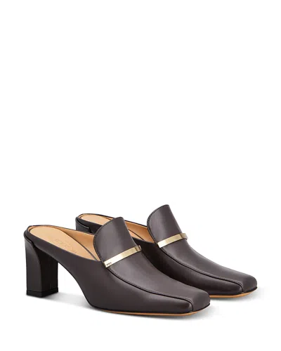 Tod's Women's Square Toe High Heel Mules In Dark Brown