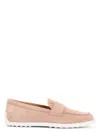 Tod's Suede Leather Loafers In Nude & Neutrals