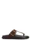 Tod's Buckle Detail Flat Sole Open Toe Slide In Brown