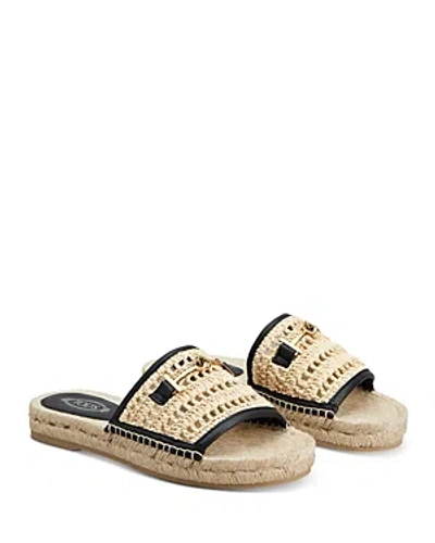 Tod's Women's T Ring Crochet Slides Sandals In Black