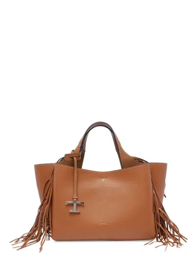 Tod's Women's T Timeless Mini Leather Tote Bag In Leather Brown