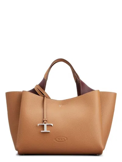 Tod's Women's T Timeless Mini Leather Tote In Leather Brown