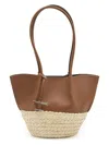 Tod's Two-tone Leather And Raffia Small Shopping Bag