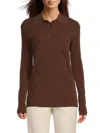Tod's Women's Waffle-knit Spread Collar Polo Shirt In Brown