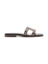 Tod's Chain Link Flat Leather Sandals In B999