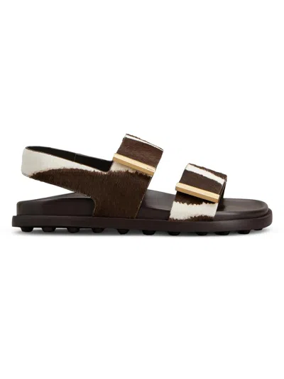 Tod's Zebra-printed Calf Hair Slingback Sandals In Multi