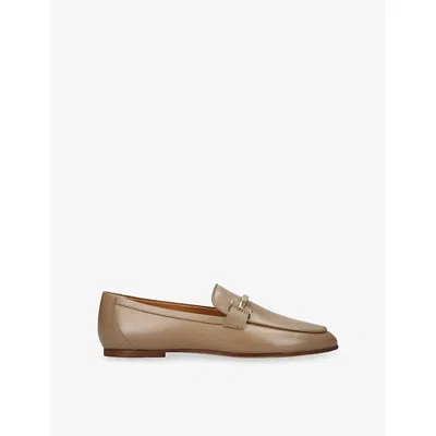 Tod's Womens Beige Barretta Leather Loafers Eur 37.5 / 4.5 Uk In Sand