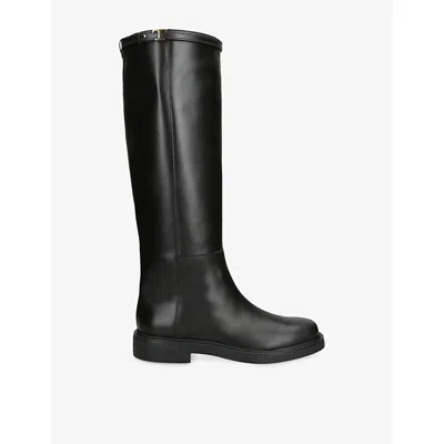 Tod's Womens Black T Timeless Leather Knee-high Boots Eur 41 / 8 Uk
