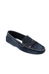 Tod's Tods Womens Cotton Denim Apron Toe Slip On Driver Penny Loafers Blue In Blue