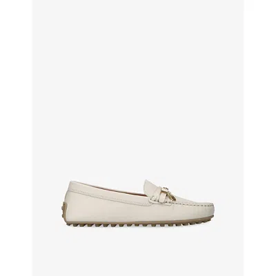 Tod's Womens Cream City Gommino Leather Driving Shoes Eur 39.5 / 6.5 Uk In White