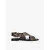 Tod's Womens Tods Cross-strap Leather Sandals In Dark Brown