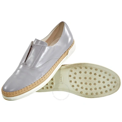 Tod's Tods Womens Espadrilles Leather Slip On Shoes Medium Cement