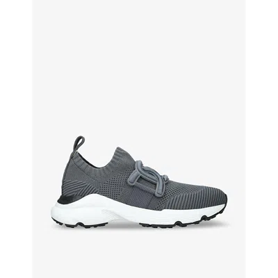 Tod's Womens Tods Sport Run 54c Slip-on Knitted Low-top Trainers In Gray