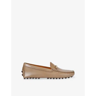 Tod's Womens Gommino Leather Driving Shoes Beig In Beige