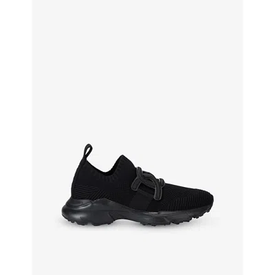Tod's Womens Sport Run 54c Knitted Low-top Trainers Blac In Black