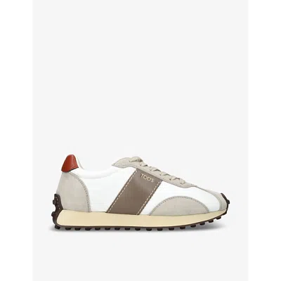 Tod's Fabric And Suede Sneakers With Contrast Panels In White