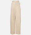 Tod's Wool And Cotton Wide-leg Pants In Beige