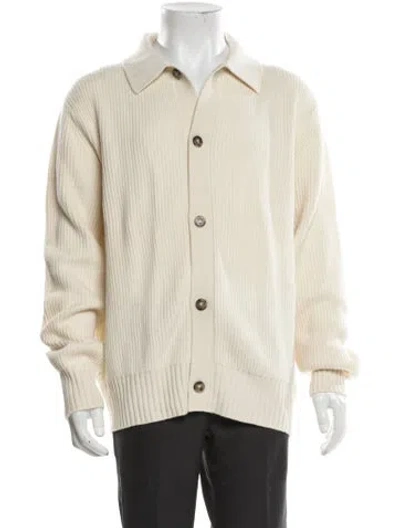 Pre-owned Tod's Wool Collar Cardigan W/ Tags In Neutrals