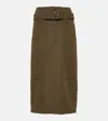 Tod's Wool Midi Skirt In Brown