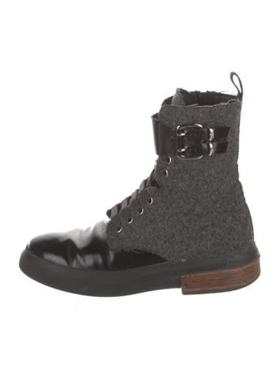 Pre-owned Tod's Wool Patterned Combat Boots In Multi